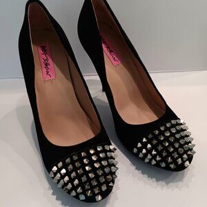 NWOT ~ BETSEY JOHNSON BOGO Black Stilettos w\Silver Spikes ~ Red Pair for FREE!